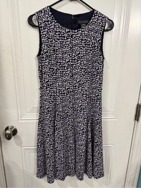 Jessica Howard Navy Dress with Lavender Dot Print